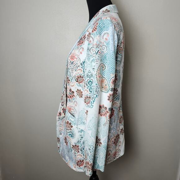 Chico's Women's Multi-Color Paisley Open Front Blazer Jacket Size 1 (Medium) - Picture 4 of 12